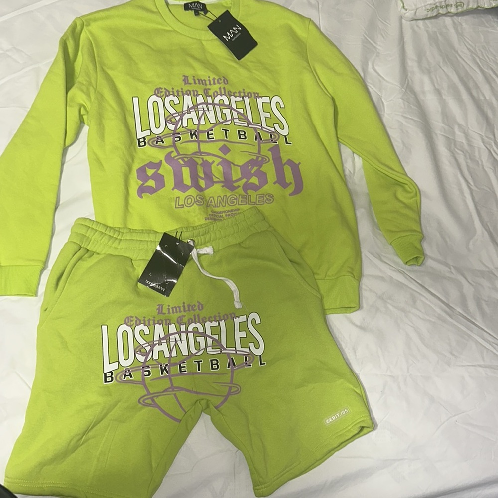 BooHooMAN Neon Green Shorts LA